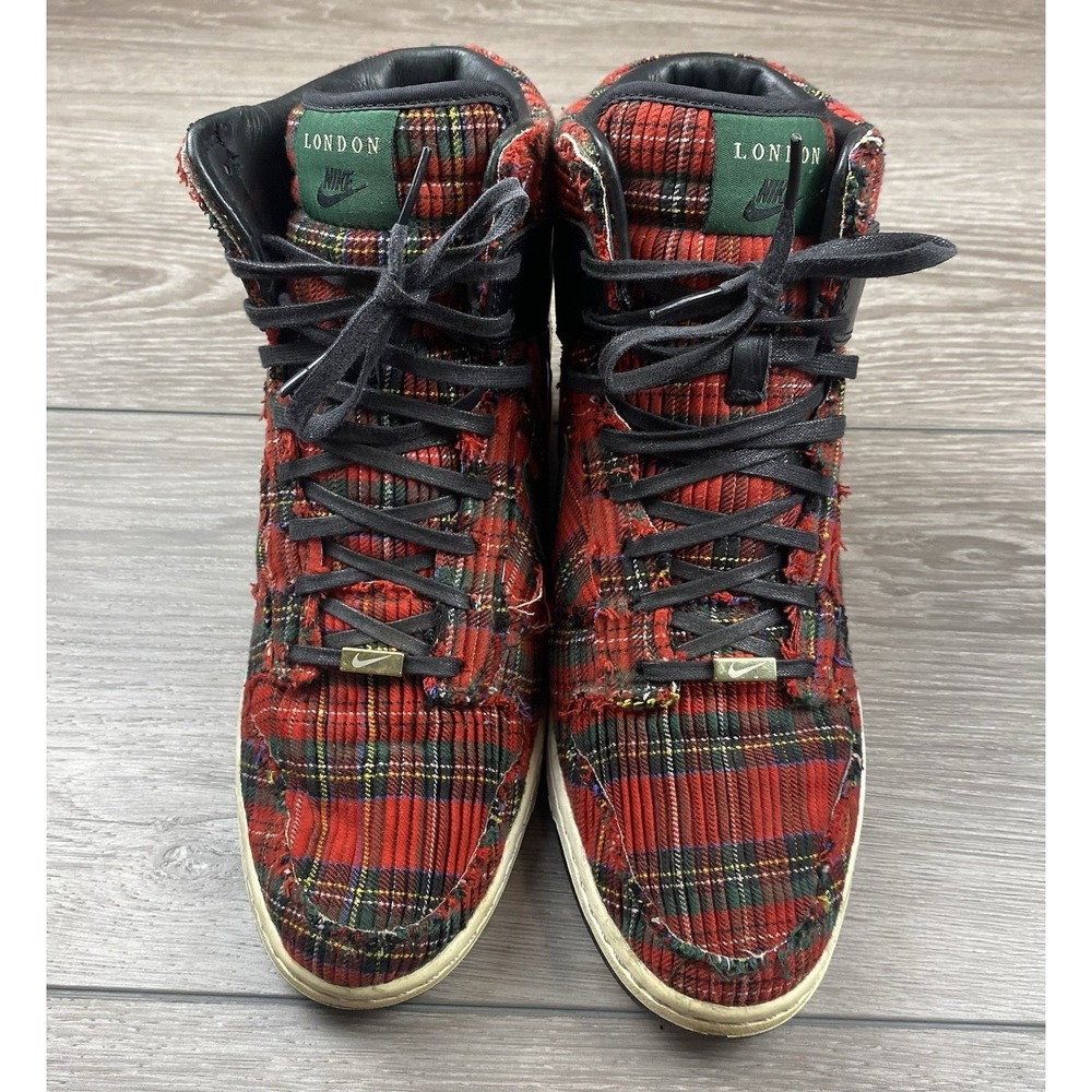 Nike Women's Dunk Sky Hi London Hidden Wedge Sneakers 598216-001 Red Plaid Sz 10 - Picture 2 of 13